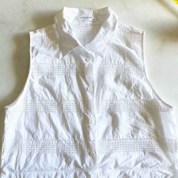 Equipment Colleen Eyelet top white sleeveless - Picture 7 of 9